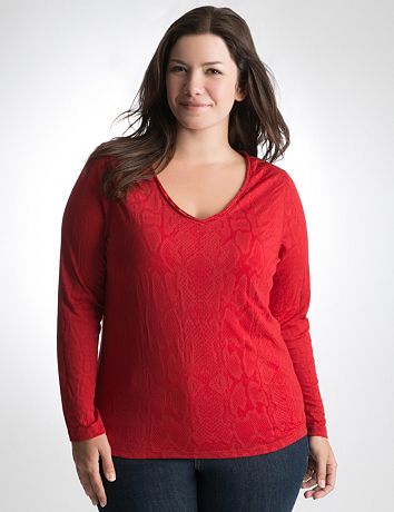 Snake burnout long sleeve tee by Lane Bryant