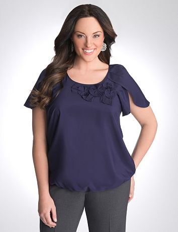 Rosette short sleeve blouse by Lane Bryant