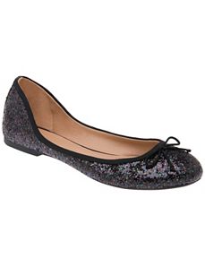 Wide Width Glitter Ballet Flat by Lane Bryant