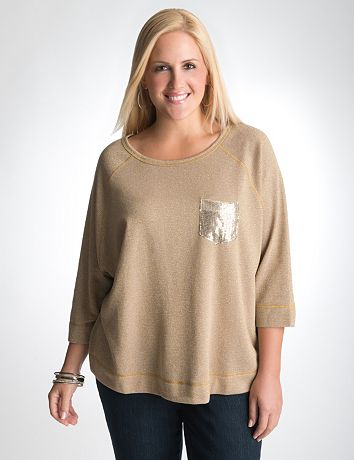 Sequin pocket dolman top by Lane Bryant