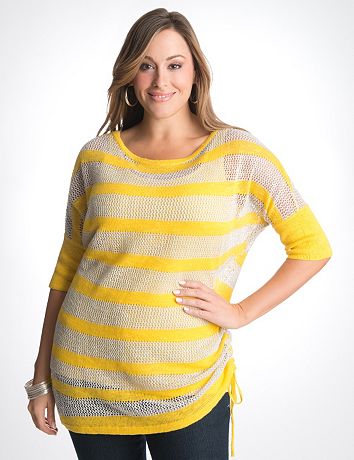 Plus Size Open Stitch Dolman Sweater