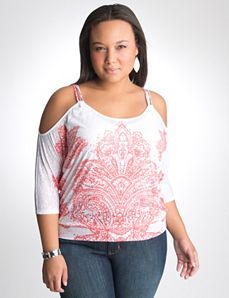 Cold shoulder burnout top by Lane Bryant