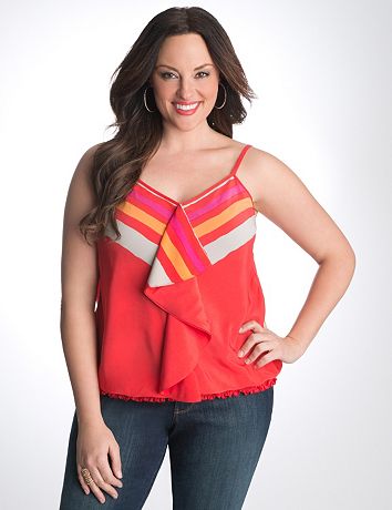 Plus Size Striped Banded Bottom Cami by Lane Bryant