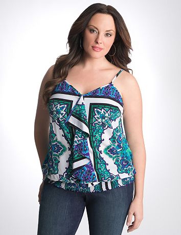 Full Figure Paisley Banded Bottom Cami by Lane Bryant