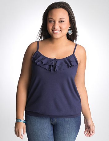 Ruffled banded bottom cami by Lane Bryant