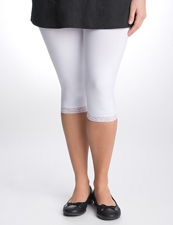Full Figure Lace Trim Legging by Lane Bryant