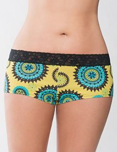 Sassy lace waist cotton boyshort