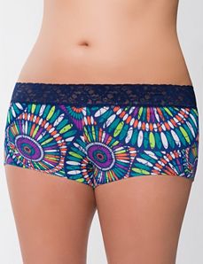 Sassy lace waist cotton boyshort