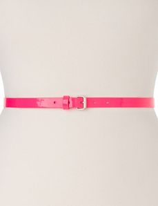 Textured patent skinny belt