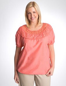 Plus size crochet bubble hem top