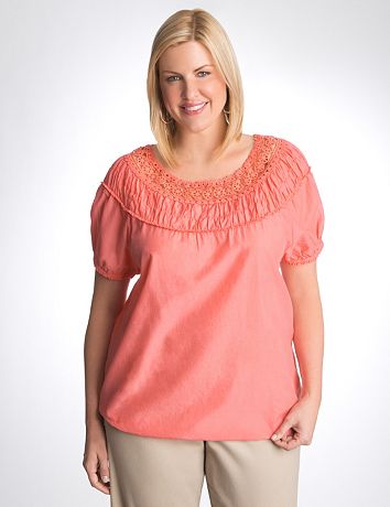 Plus size crochet bubble hem top
