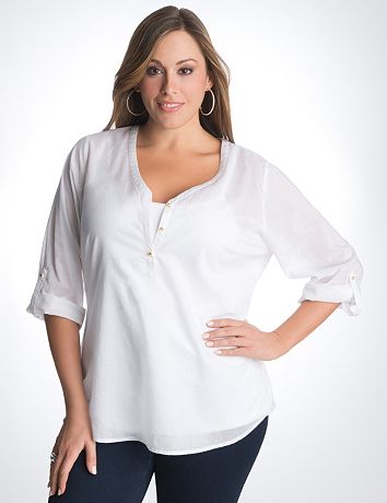 Plus Size Sheer Cotton Tunic by Lane Bryant