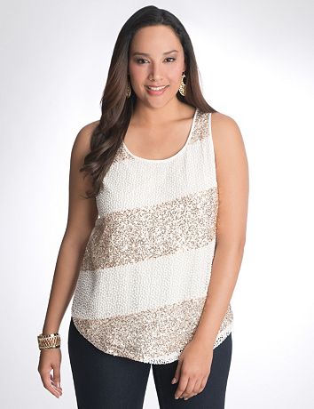 Sequin & crochet striped tank by Lane Bryant