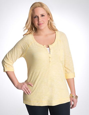 Plus size space dye Henley