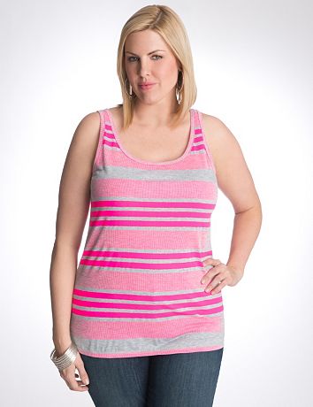 Plus size multi stripe ribbed tank