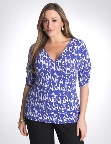 Full Figure Floral surplice tee