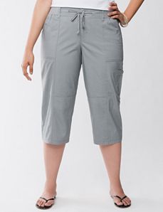 Knit waist cargo capri