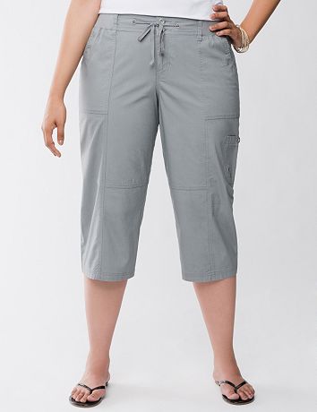 Knit waist cargo capri