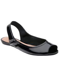 Patent peep toe flat