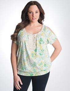 Plus Size Crochet Trim Top by Lane Bryant