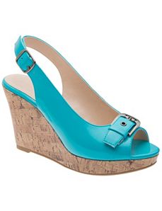 Peep toe cork wedge