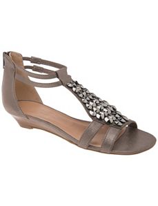 Embellished mini-wedge gladiator sandal