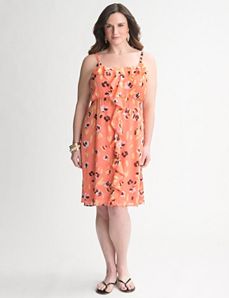Ruffled Print Dress by Lane Bryant