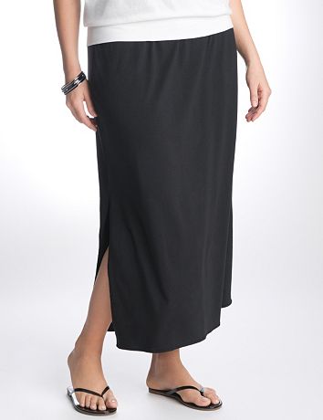 Full Figure Side Slit Maxi Skirt
