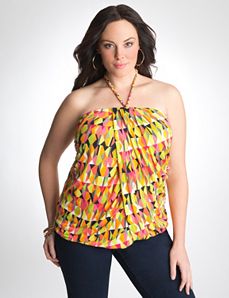 Plus Size Geo Print Tube Top by Lane Bryant