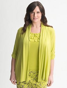 Full Figure Smocked knit cardigan