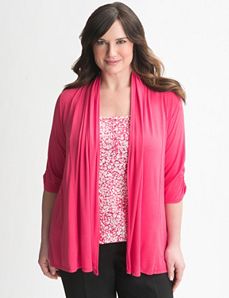 Full Figure Smocked knit cardigan