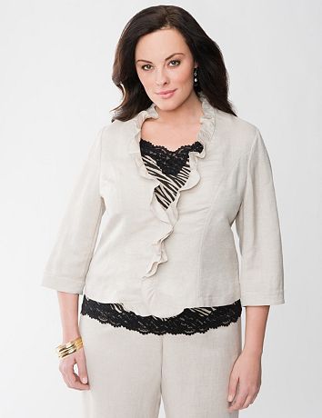 Ruffled linen jacket by Lane Bryant