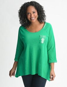 Sequin trim shark bite top