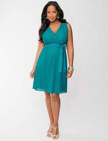 Lace Surplice Dress by Lane Bryant