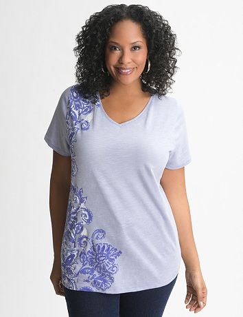 Placed floral slub tee
