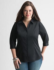 3/4 sleeve button down shirt by Lane Bryant