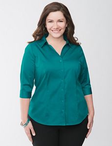 3/4 sleeve button down shirt by Lane Bryant