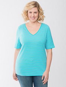 Plus Size Striped V-neck tee by Lane Bryant