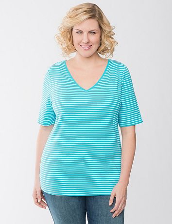 Plus Size Striped V-neck tee by Lane Bryant