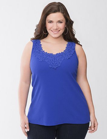 Battenberg lace trim tank by Lane Bryant