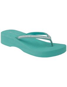 Wide Width Rhinestone Wedge Sandal by Lane Bryant