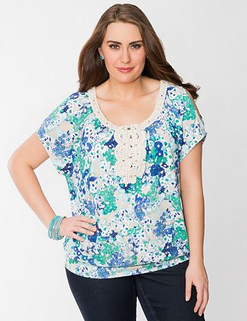 Plus Size Crochet Trim Top by Lane Bryant