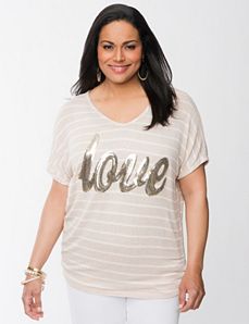 Love sequin striped top