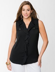 Sleeveless ruffled blouse