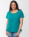 Shirred scoop neck tee