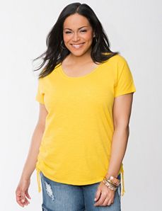 Shirred scoop neck tee