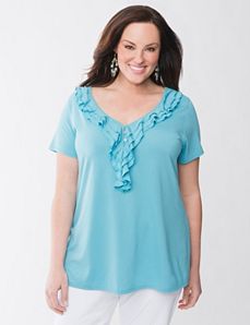 Ruffled henley top by Lane Bryant