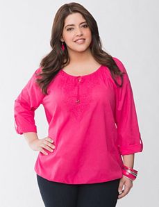 Embroidered peasant top