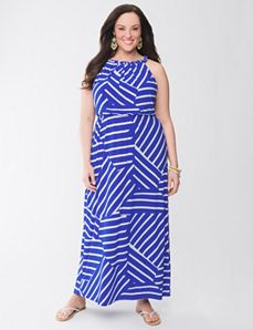 Striped knit maxi dress