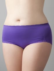 Plus size Lace trim seamless brief